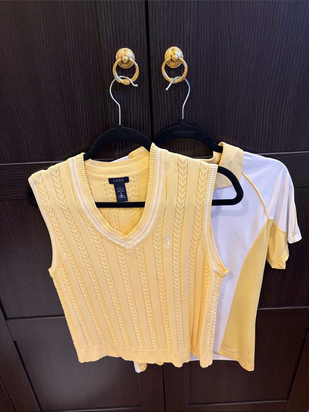 Izod 2-piece Yellow Cable-Knit V-Neck Vest and matching Top